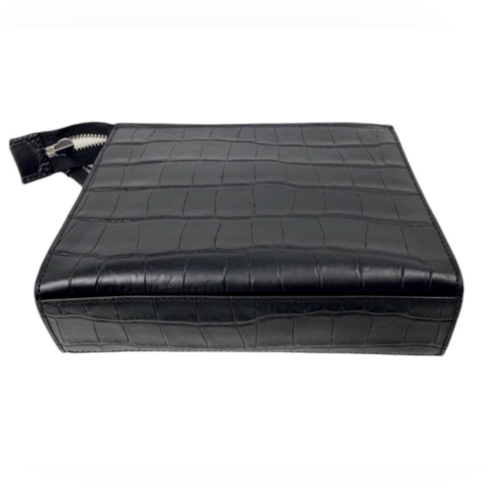 Marc Jacobs Grind Croc-Embossed Leather Cosmetics Bag Black - Picture 3 of 5